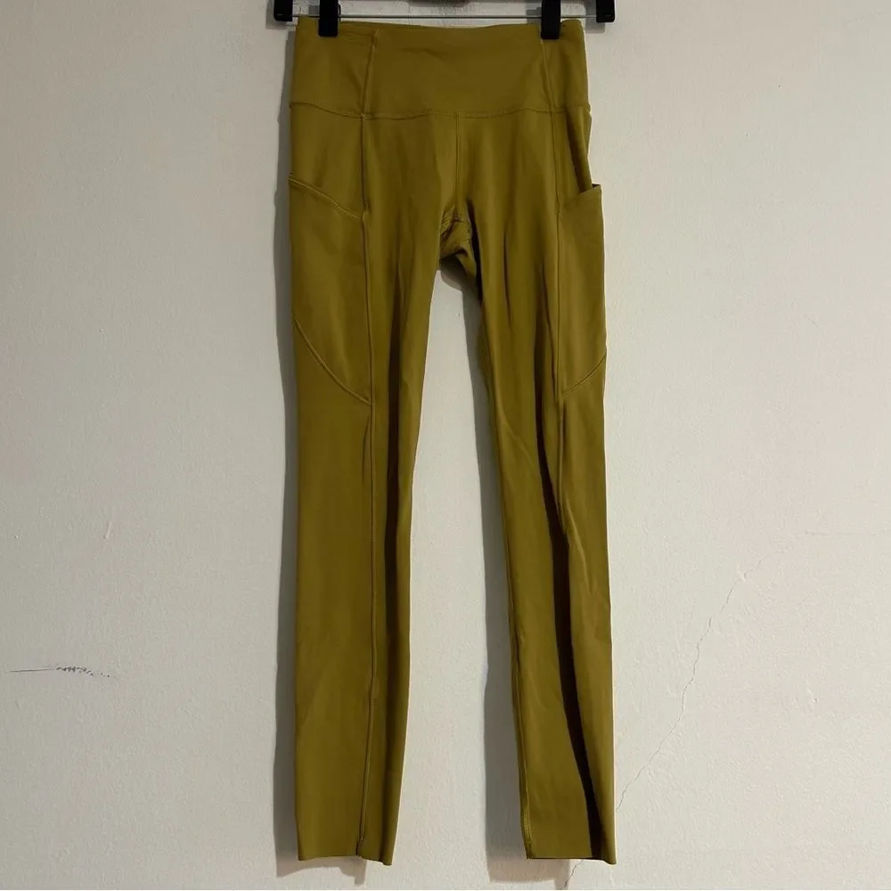 Lululemon Fast and Free Tight II Non-Reflective Nulux Leggings Sze 4 Golden Lime